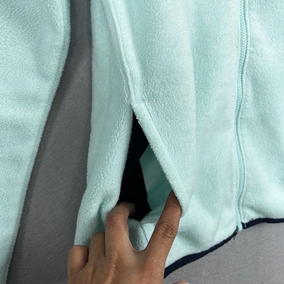 Columbia Full Zip Fleece Jacket Small PFG Green Blue Colorblock W Pockets cozy - Picture 6 of 13